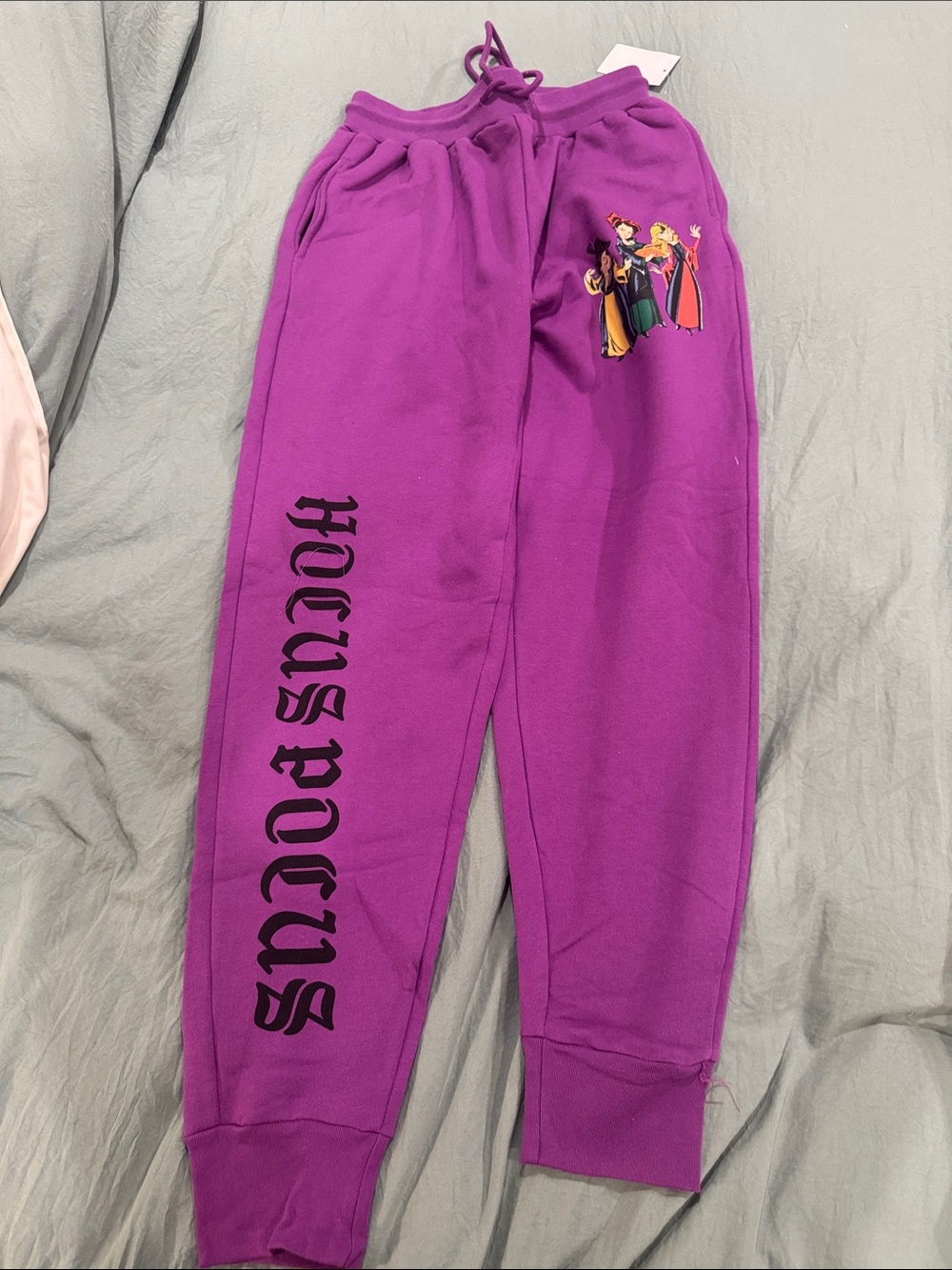 Disney Purple Kids Joggers with Villains Graphic and Side Logo